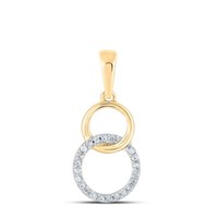 10K Gelbgold Diamant Damen Ineinandergreifender Kreis Reise AnhäNger 1/20 Karat