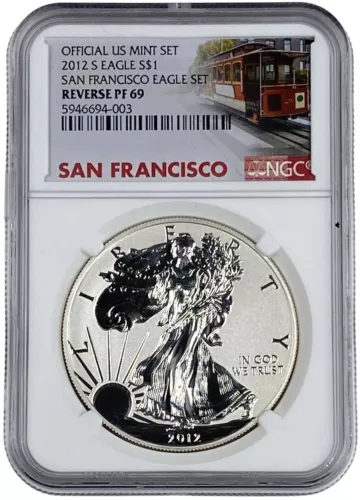 2012 S American Silver Eagle $1 Dollar San Francisco Reverse Proof 69 NGC PF 69