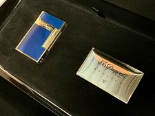 ACCENDINO S.T. DUPONT LINEA 2 ATELIER ORO E LACCA NATURALE BLU PROFONDO