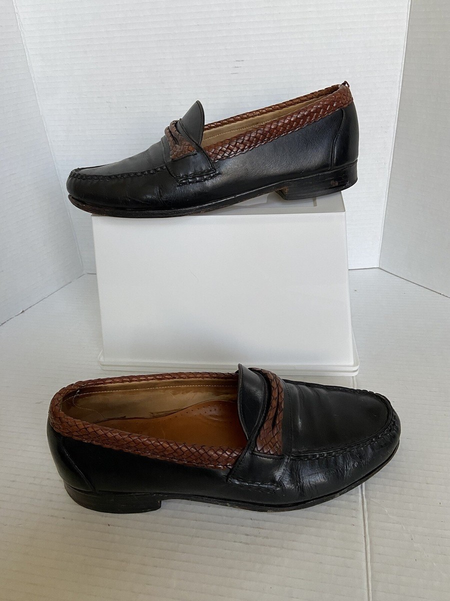 Allen Edmonds Newcomb Men\'s Loafers Sz 10 D Brown Leather Woven Shoes USA VTG Vintage Allen Edmonds Foley Brown Woven Loafers 10B - Etsy main image 4