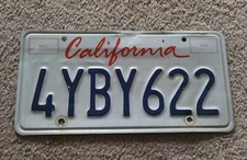 Vintage CALIFORNIA LICENSE PLATE Red & White LIPSTICK 4YBY622 Great Condition!