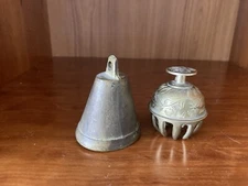 Vintage LOT OF 2 BRASS metal  BELLS.. Sleigh