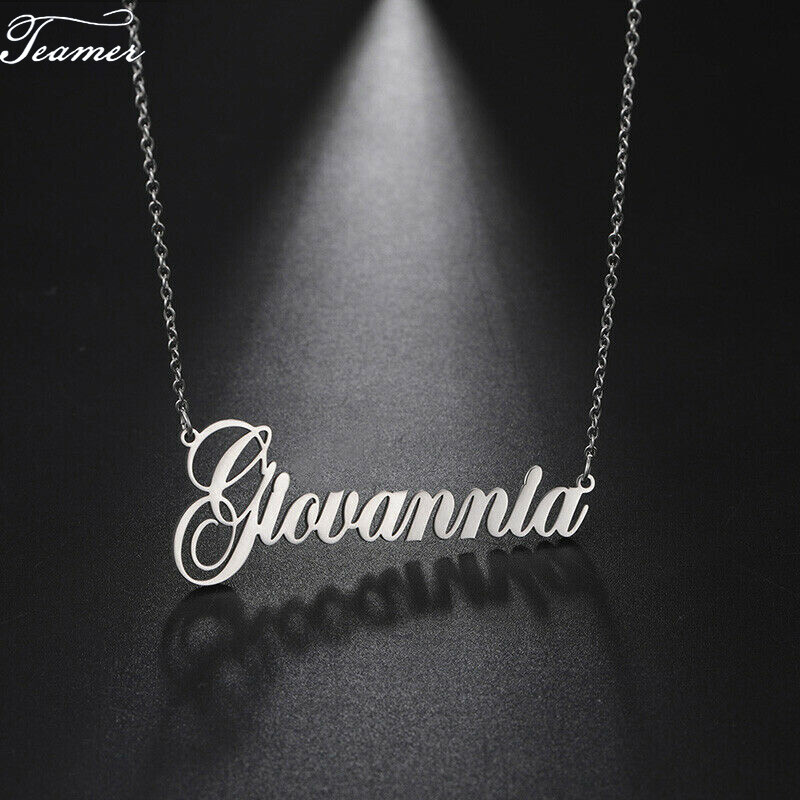 Fashion Stainless Steel personalized Custom Name Nameplate Pendant Necklace Gift