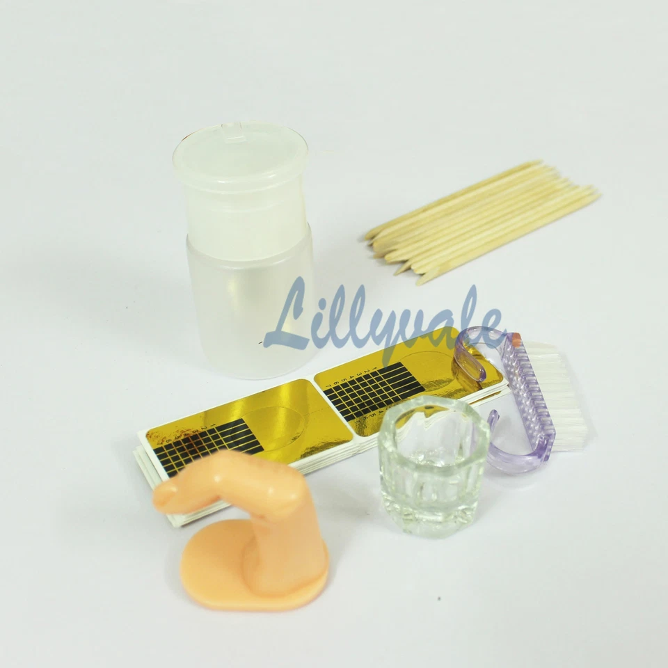 Professional Nail Art Acrylic Powder Liquid Primer Tips Practice Tool Full Kit - Image 4 of 4