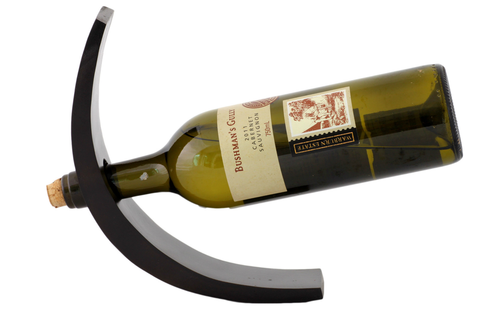 Wooden Balancing Wine Bottle Holder Lacquered Handmade Novelty Xmas