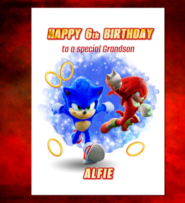 Sonic the Hedgehog & Knuckles personalisierte Geburtstagskarte