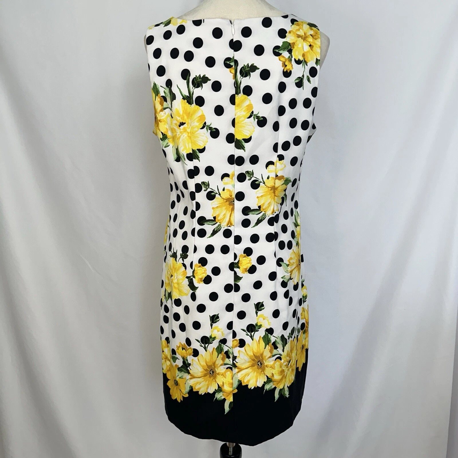 Abito donna Alyx taglia 8 girasoli a pois midi tubino senza maniche estivo