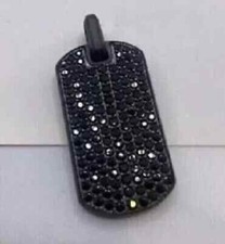 2Ct Round Lab Created Black Diamond 14K Black Gold Plated Dog Tag Men's Pendant