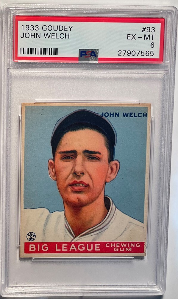 1933 Goudey Baseball Card #93 JOHN WELCH Boston Red Sox PSA 6