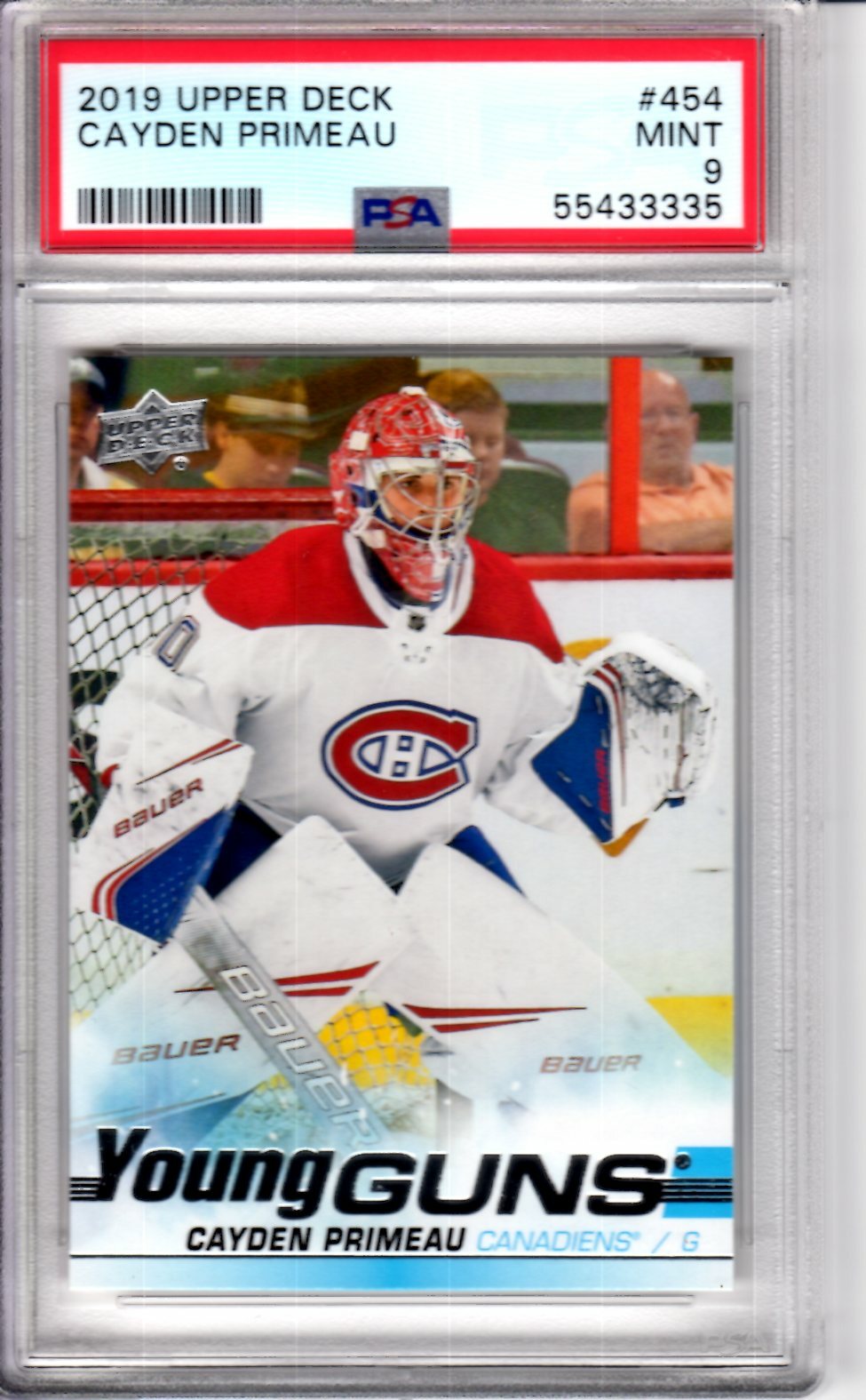 2019 Upper Deck Young Guns 454 Cayden Primeau PSA 9 Mint