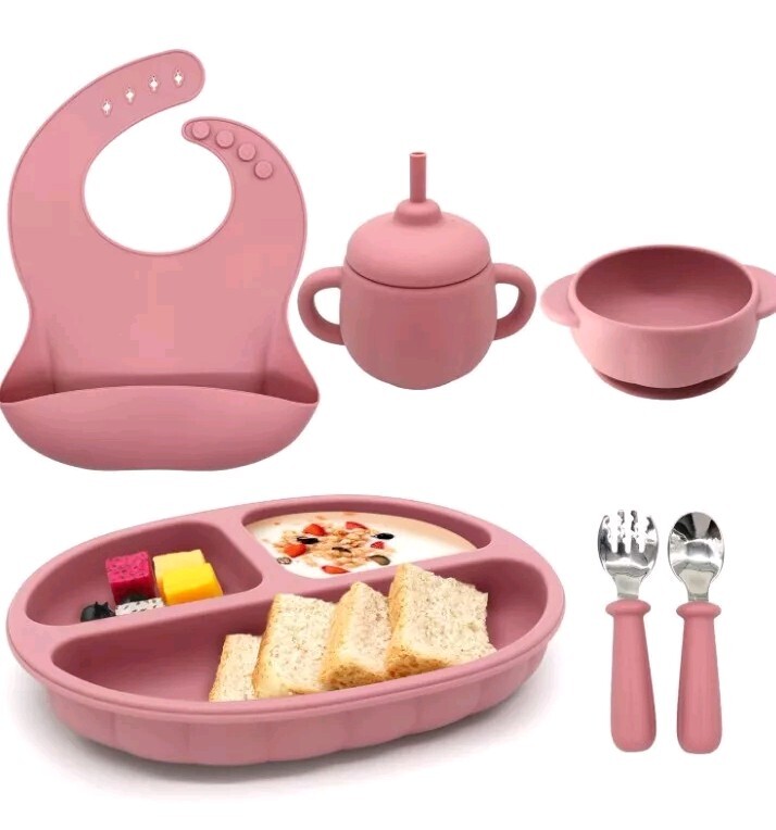 Silicone Baby Feeding Set,Baby Utensils 6-12 Months,Toddler Bowl,Straw Cup,Su...