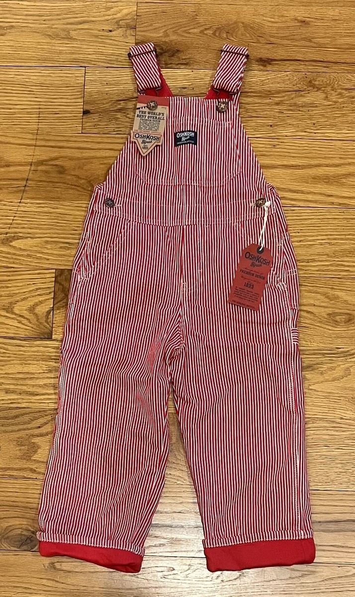 NWT VINTAGE OSHKOSH B'GOSH RED WHITE STRIPE VESTBAK TRAIN
