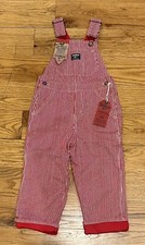 NWT VINTAGE OSHKOSH B  GOSH RED WHITE STRIPE VESTBAK TRAIN CONDUCTOR OVERALLS 5T