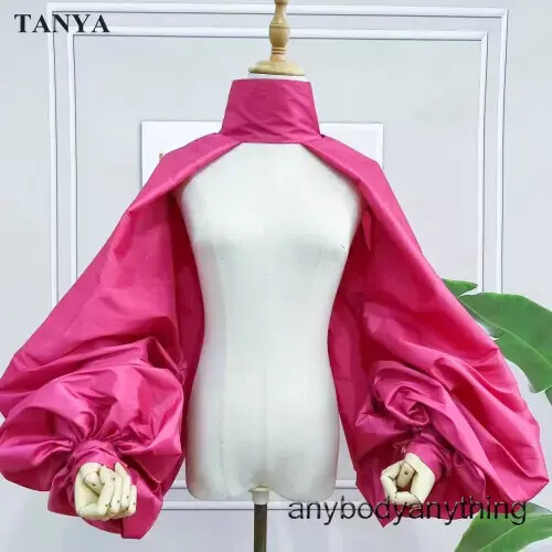 Orange Gold Jacket Puffy Sleeves Cloak Short Shawl High Neck Fashion Accessories - Picture 9 of 30
