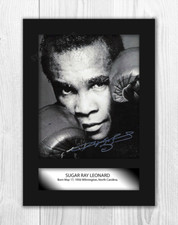 Sugar Ray Leonard 1 boxing poster repro signature a4 poster choice of frame