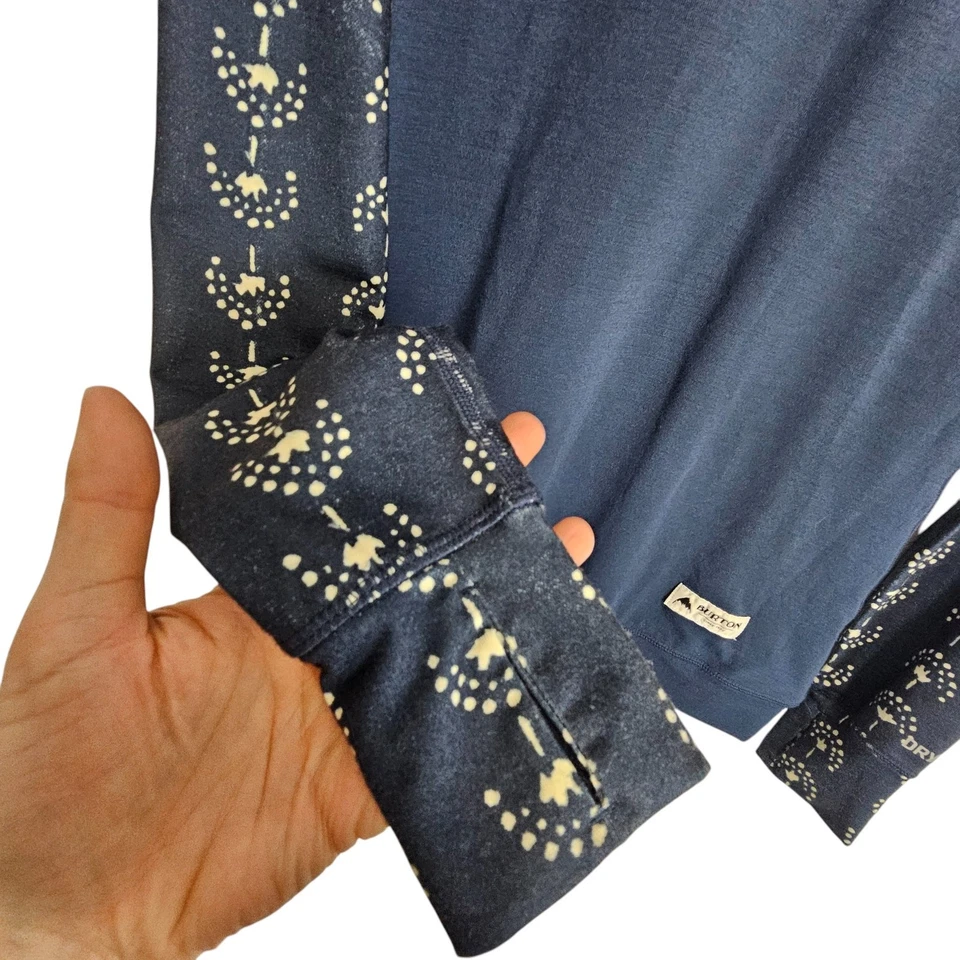 Camisa Burton Manga Larga Camiseta Atlética Mujer XS Azul Cuello Alto Mujeres  Foto 4 de 4