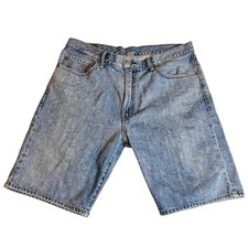 Vintage Levis 505 Mens Regular Fit Denim Shorts Light Wash Blue Jean Size 36