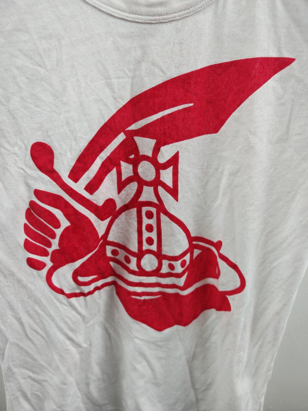 Vivienne Westwood Anglomania Graphic TShirt Women XS White Red Orb Cutlass Print image 5