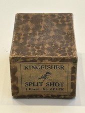 Vintage Kingfisher Split Shot Dealer Box For 1 Dozen No. 2 Buck Shot - Box Only
