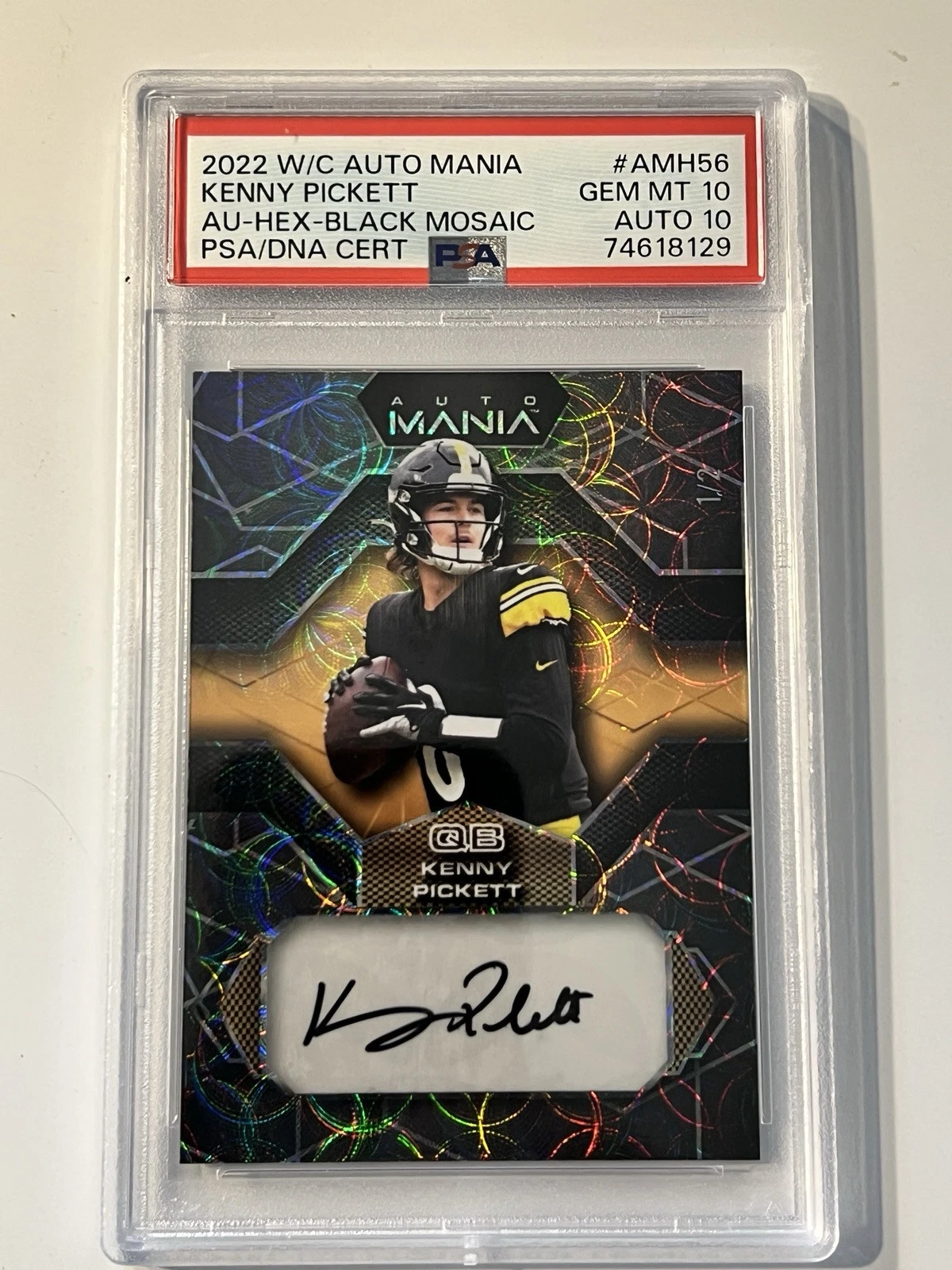 Kenny Pickett Wild Card Auto Mania Autographs #AMH56 Platinum Hex Sparkle