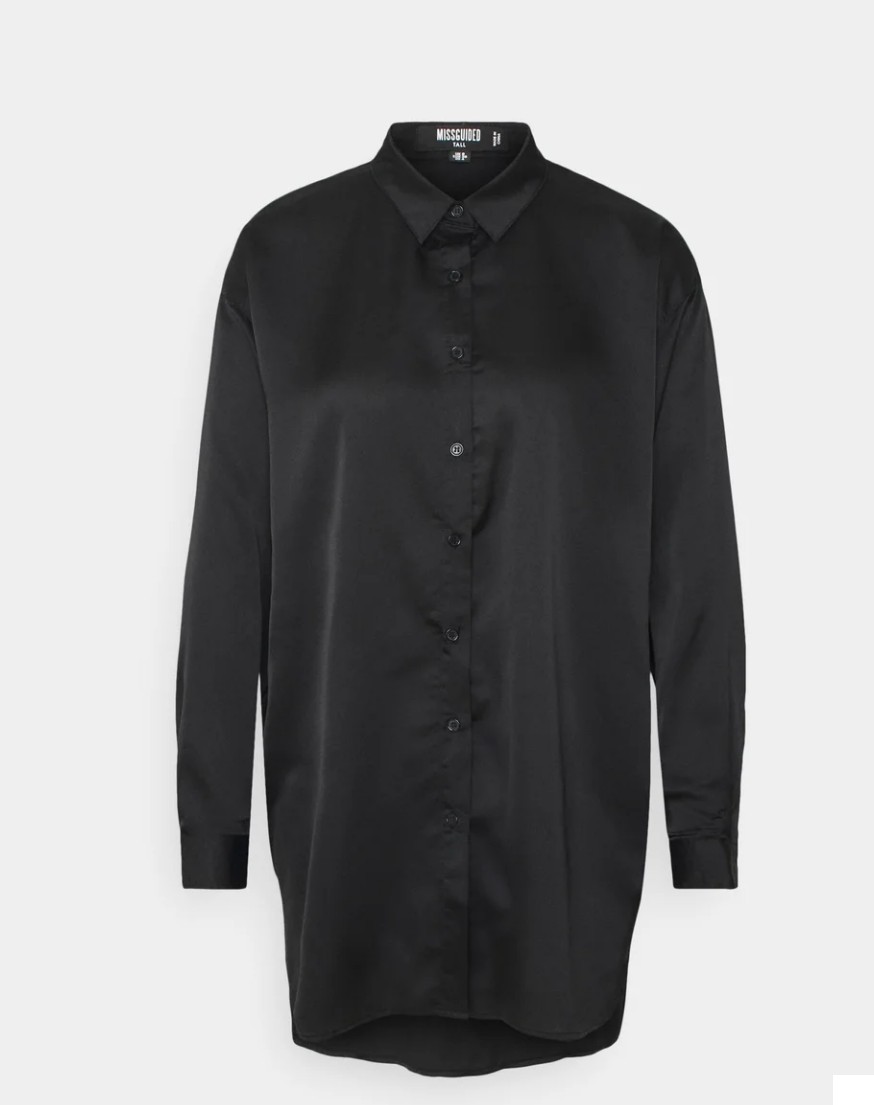 Missguided satin look long sleeve shirt size 14 uk rrp 22£