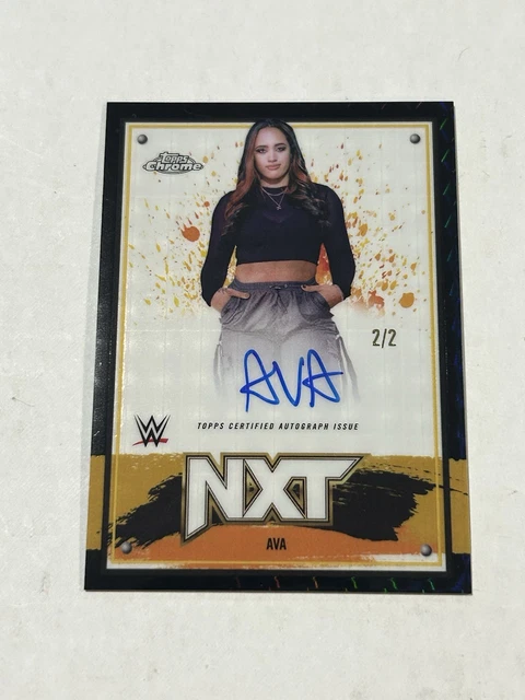 2025 Topps Chrome WWE Black Geometric #2/2 On Card Ava Auto NXT Rock's Daughter