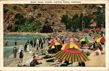 Beach Scene Avalon Catalina Island California 1931 Postcard Vintage Handwritten