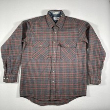 Vintage Sears Roebuck Shirt Mens Medium Gray Plaid Lined Wool Flannel Shacket