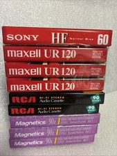 Lot 9 Mixed Brands Blank Audio Cassette Tapes New Sealed Sony RCA Maxell UR120