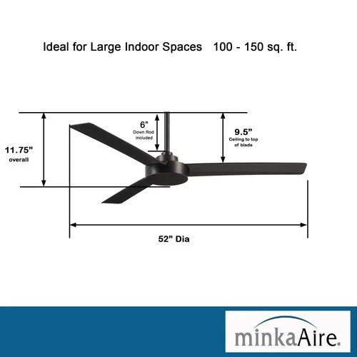 Minka Aire Roto 52" Ceiling Fan - Coal 3-Blade - Picture 5 of 7