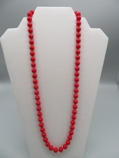 Vintage Cherry Red Round Beaded 13" Necklace