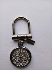 COACH Pave Crystal OP Art Signature "C" Keychain KEY Ring FOB 92959