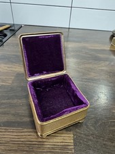 1950's gilt metal trinket box with purple velvet lined interior Cyrus Souvenir