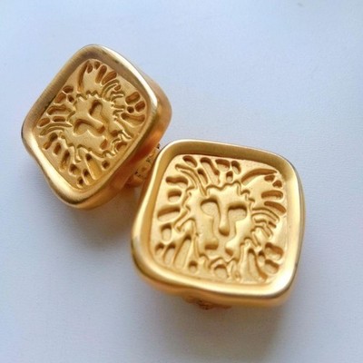 Anne Klein Ohrringe Löwenplatte Gold, Vintage, 2,5 cm, schwer, unbenutzt