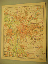 Leipzig Stadtplan u.a. 5 Karten,Bilder von 1896 Original antike Lithographien