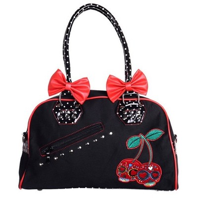 Banned Handtasche - Cherry Skulls Polka Dot