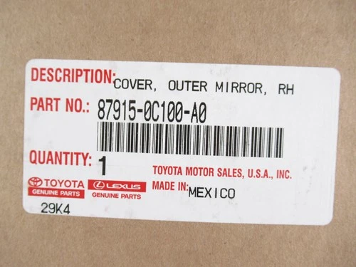 Genuine OEM Toyota 87915-0C100-A0 Passenger RH Side Mirror Cover 2022-25 Tundra