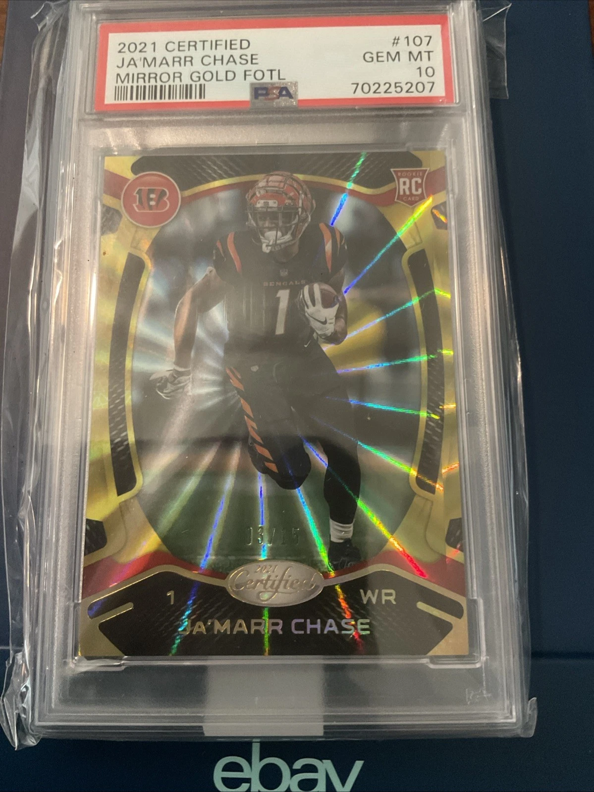 JaMarr Chase Panini Certified #107 Mirror Gold Fotl