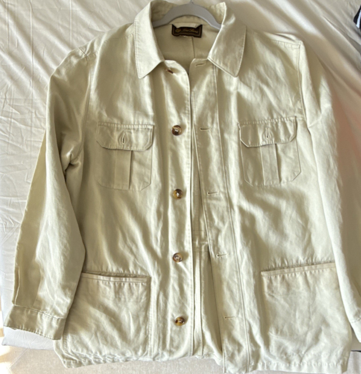 Loro Piana Men's XL Beige Chore Jacket Mid-Length Button Closure
