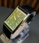 Vintage Seiko Slim Tank Mens Wristwatch Green Dial Dress Style