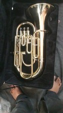 EUPHONIUM 4 VALVE OF PURE BRASS IN SILVER CHROME POLISH CASE BOX FREE SHIPPING