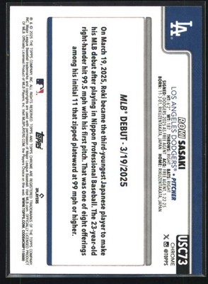 2025 Topps Chrome Update #USC73 Roki Sasaki