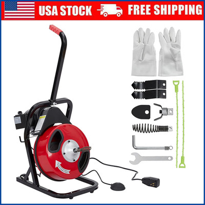 Professional Portable 50 Ft X 1/2 Inch Drain Cleaner Machine for 1'' To 4'' Pipes