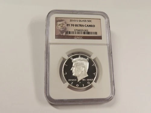 2010 S NGC PF70 ULTRA CAMEO SILVER PROOF KENNEDY HALF DOLLAR COIN. 50 CENT