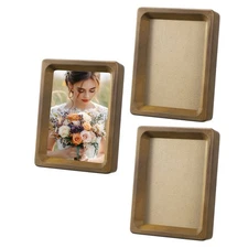 3pcs 4 x 5" Wood Mini Photo Frames Wooden Finish Picture Frame, Walnut Color