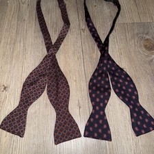 2 Designer Bert Pulitzer 100 Silk Self Tie Bow Tie Made In USA Neck Ties EUC