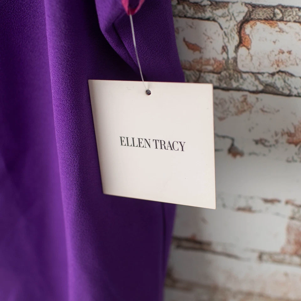 全新 Ellen Tracy 女式 XL 无袖模拟领衬衫上衣紫色紫色 — 第 4/4 张图片