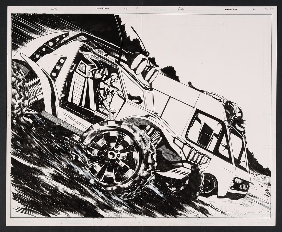 Original Art from Blue and Gold #2 Pages 2-3 Pencils and Inks by Ryan Sook Comic Art