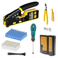 RJ45 Crimp Tool Pass Through Ethernet Crimping Tool Kit Cat6 Cat5e Cat6a RJ45...