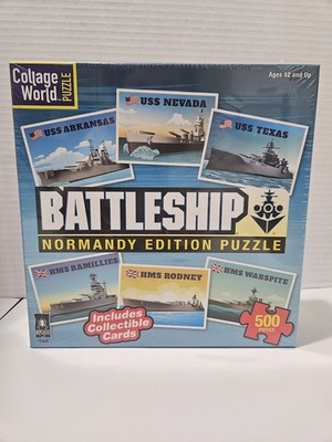 BATTLESHIP NORMANDY EDITION PUZZLE W/ COLLECTIBLE CARDS-500 PIECES-NEW IN BOX!